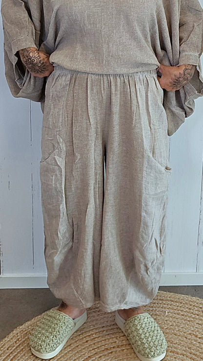 Becky baggy bukse taupe