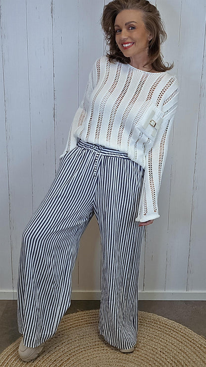 Lydia linbukse navy stripet