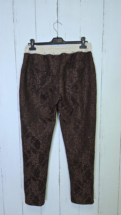 Amalie brune bukser med blonde og shimmer