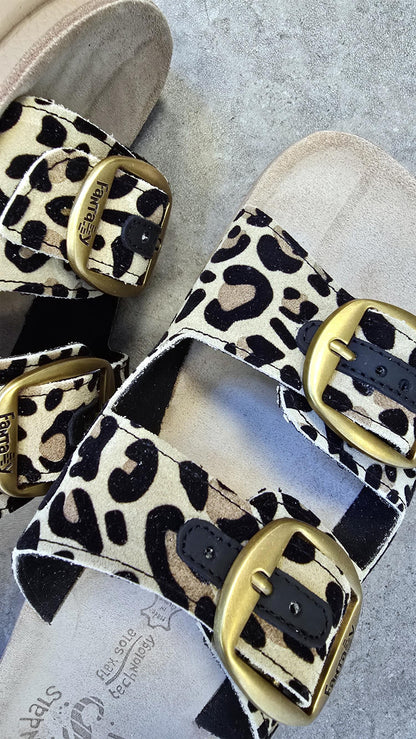Leopard velvet sandaler
