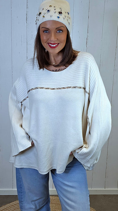 Elin Oversized Genser Creme
