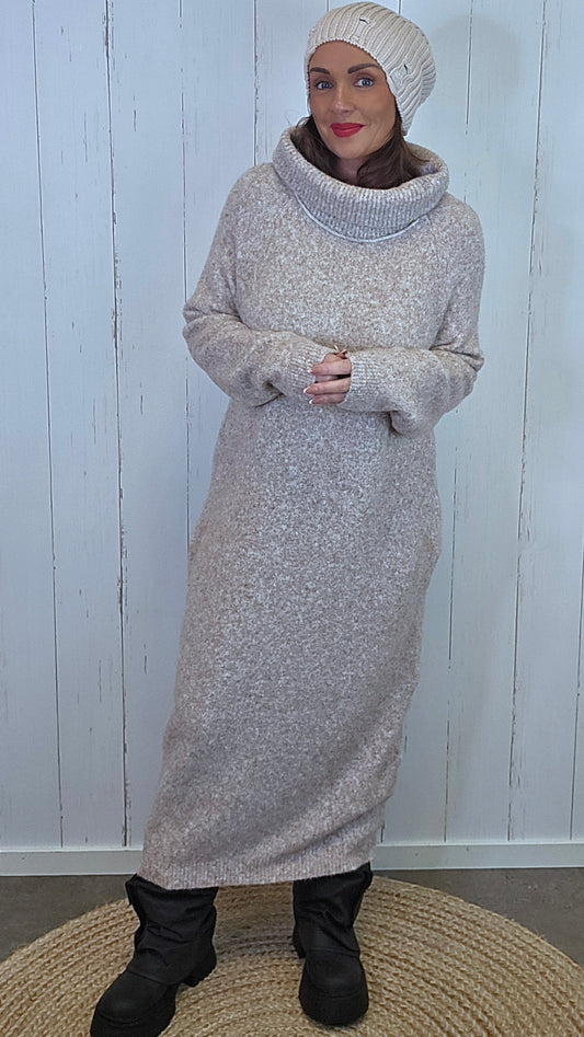 Anne Strikkekjole Beige