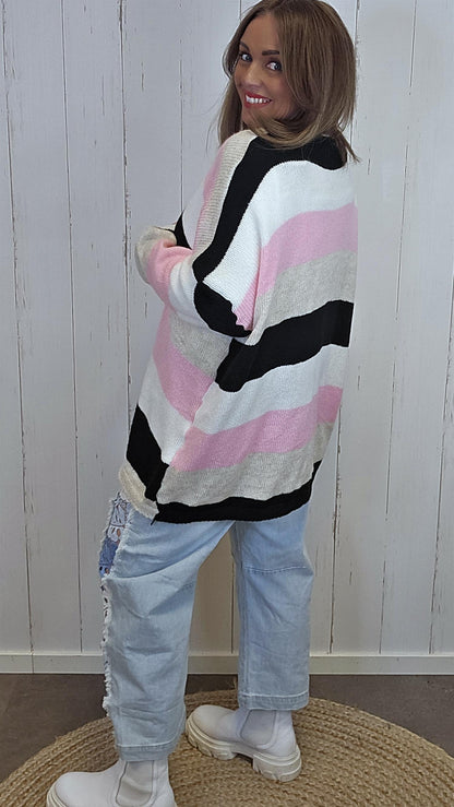 Vilma stripet strikkecardigan