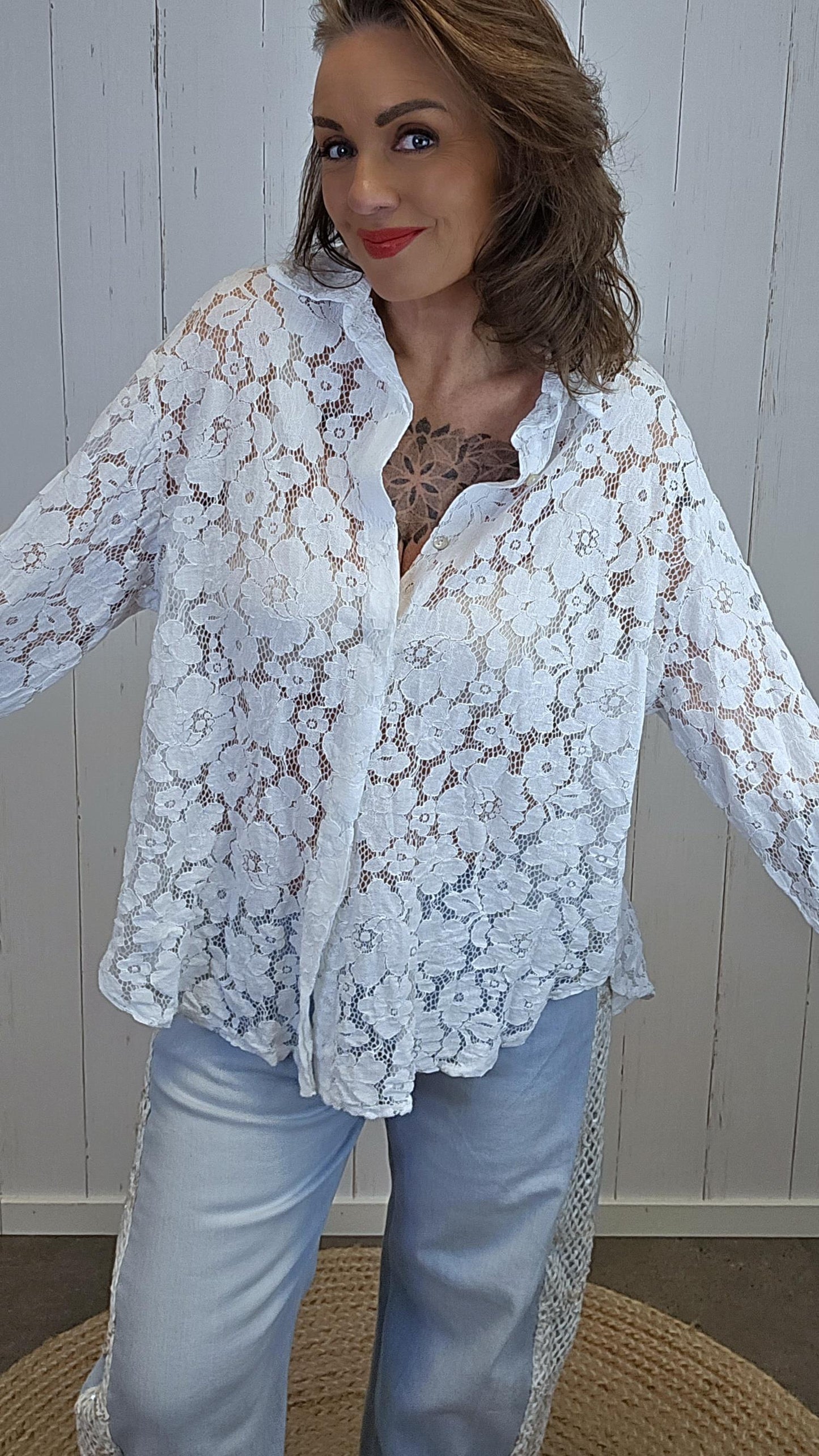 Alva blondeskjorte hvit