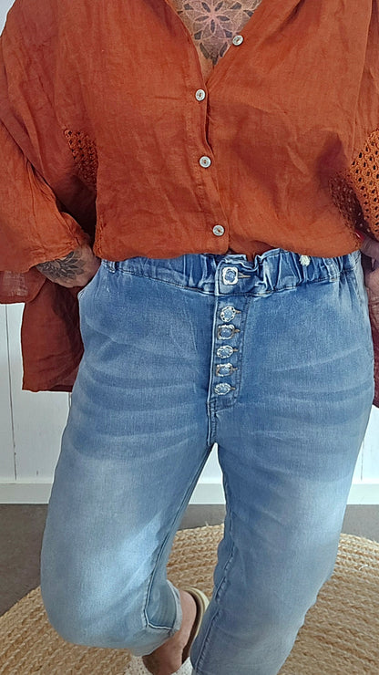 Ylva jeans med strikk