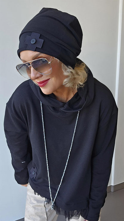 Plü beanie svart