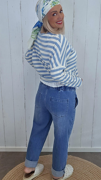 Bella Jeans med Strikk og knyting