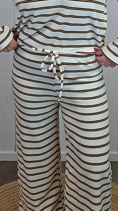 Oline bukse stripet beige