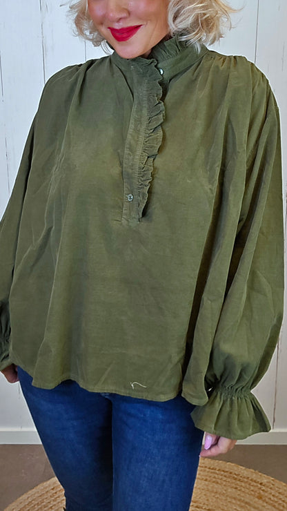 Carmen bluse mosegrønn