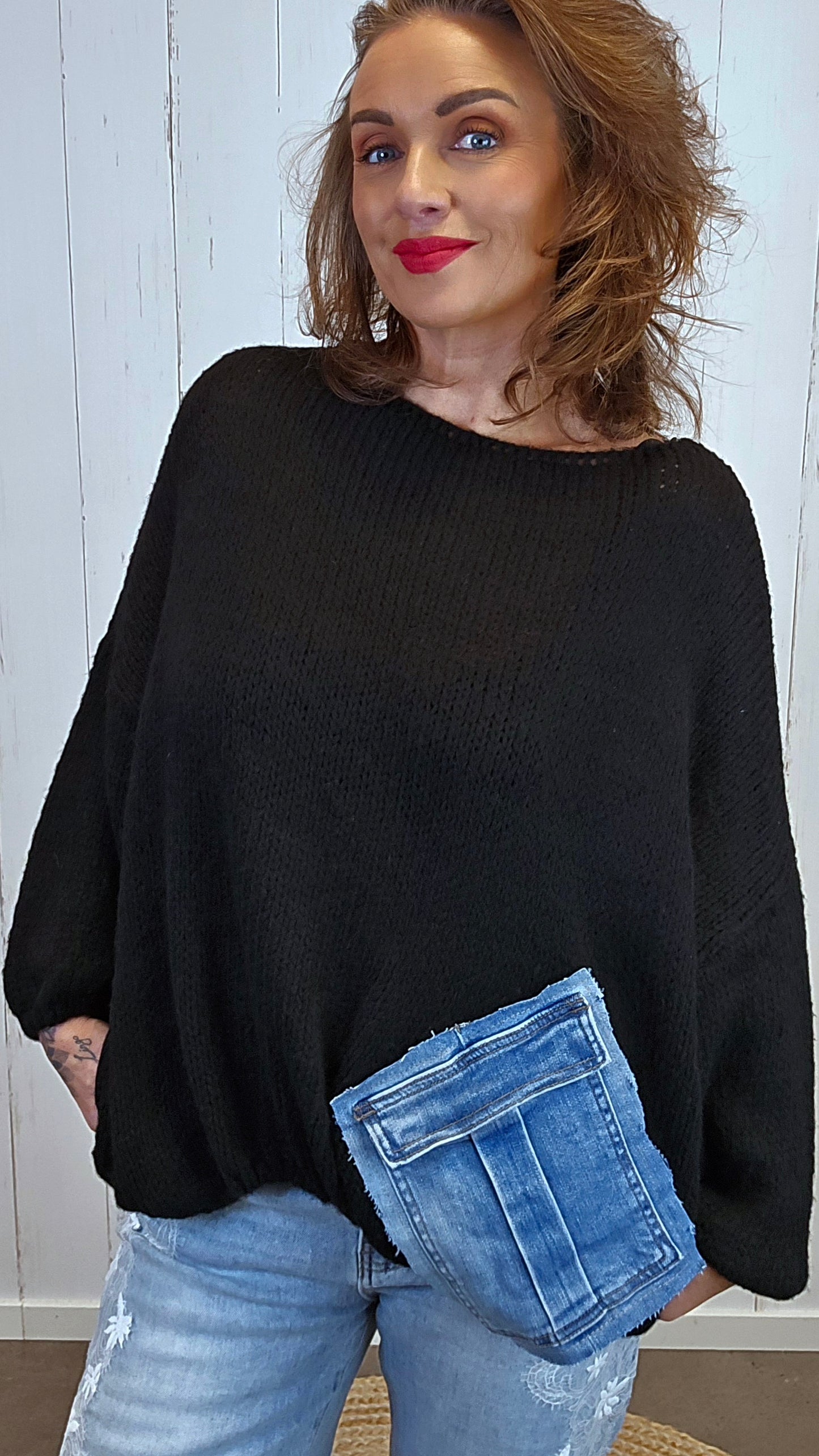 Bella Strikket Genser svart