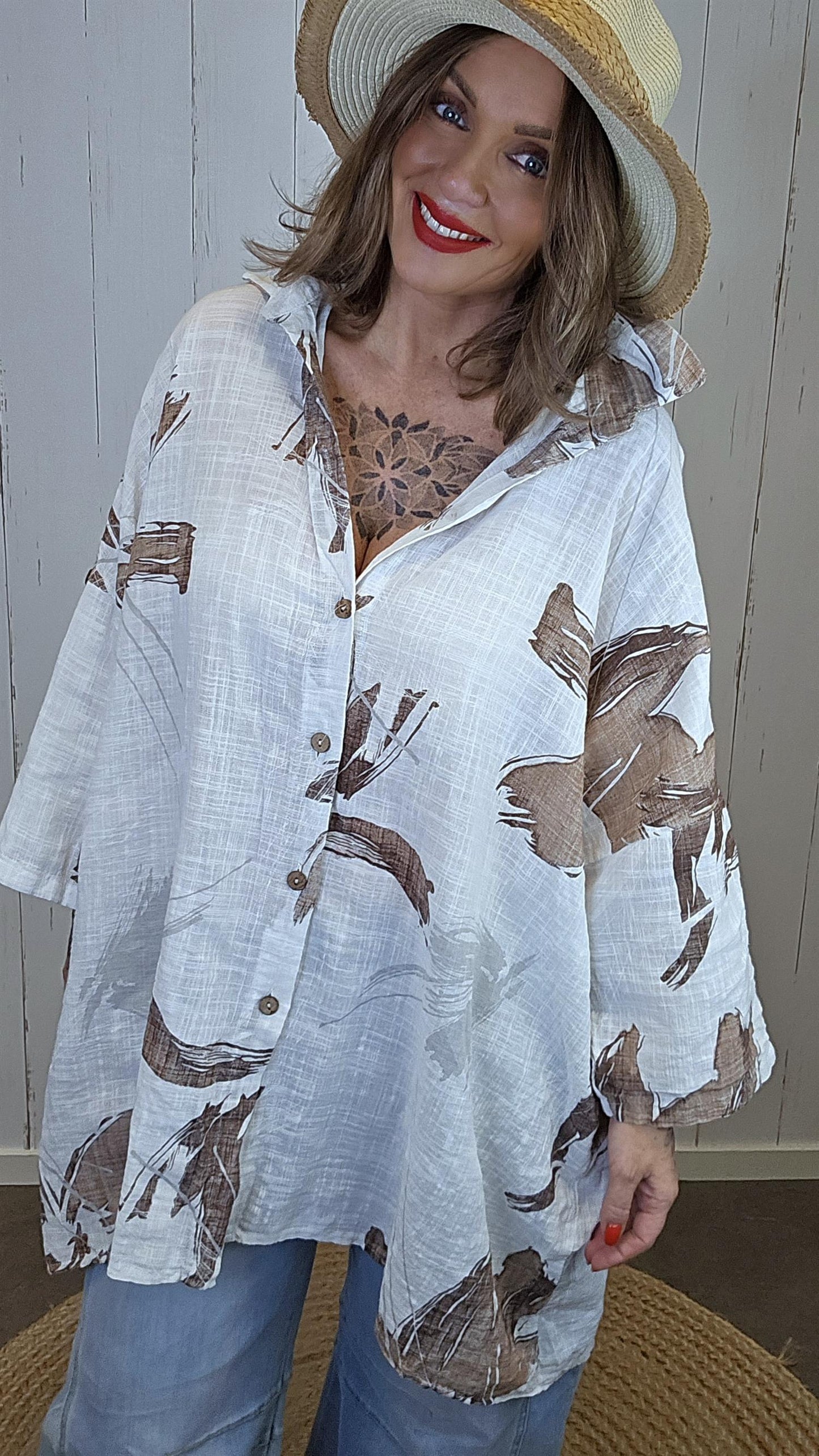 Gina lang skjorte brun