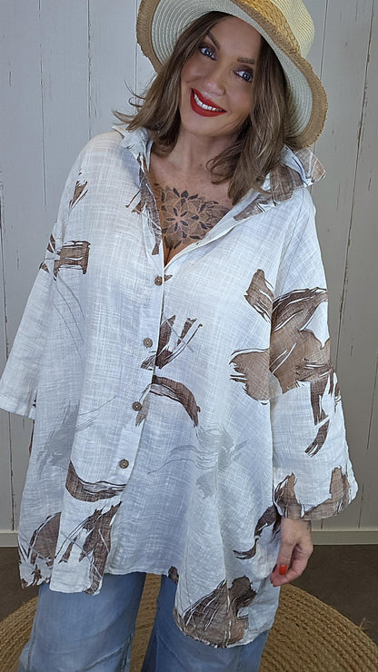 Gina lang skjorte brun