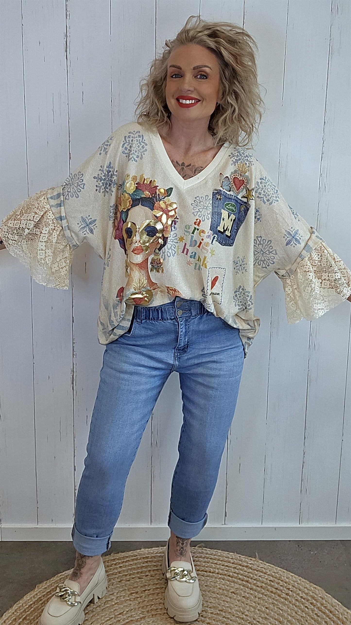 Frida topp med print