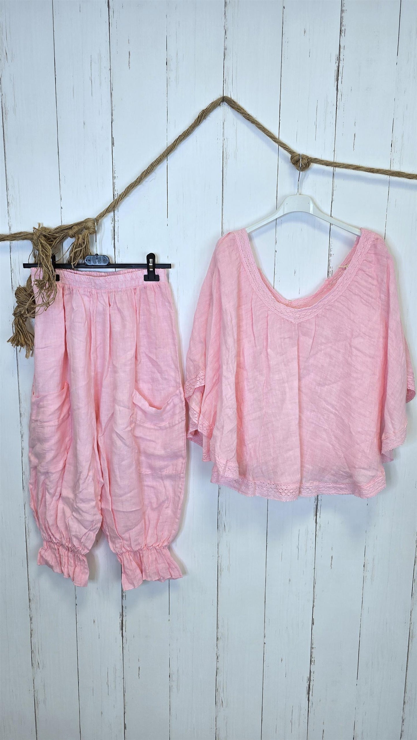 Sett Ponchotopp bukse rosa