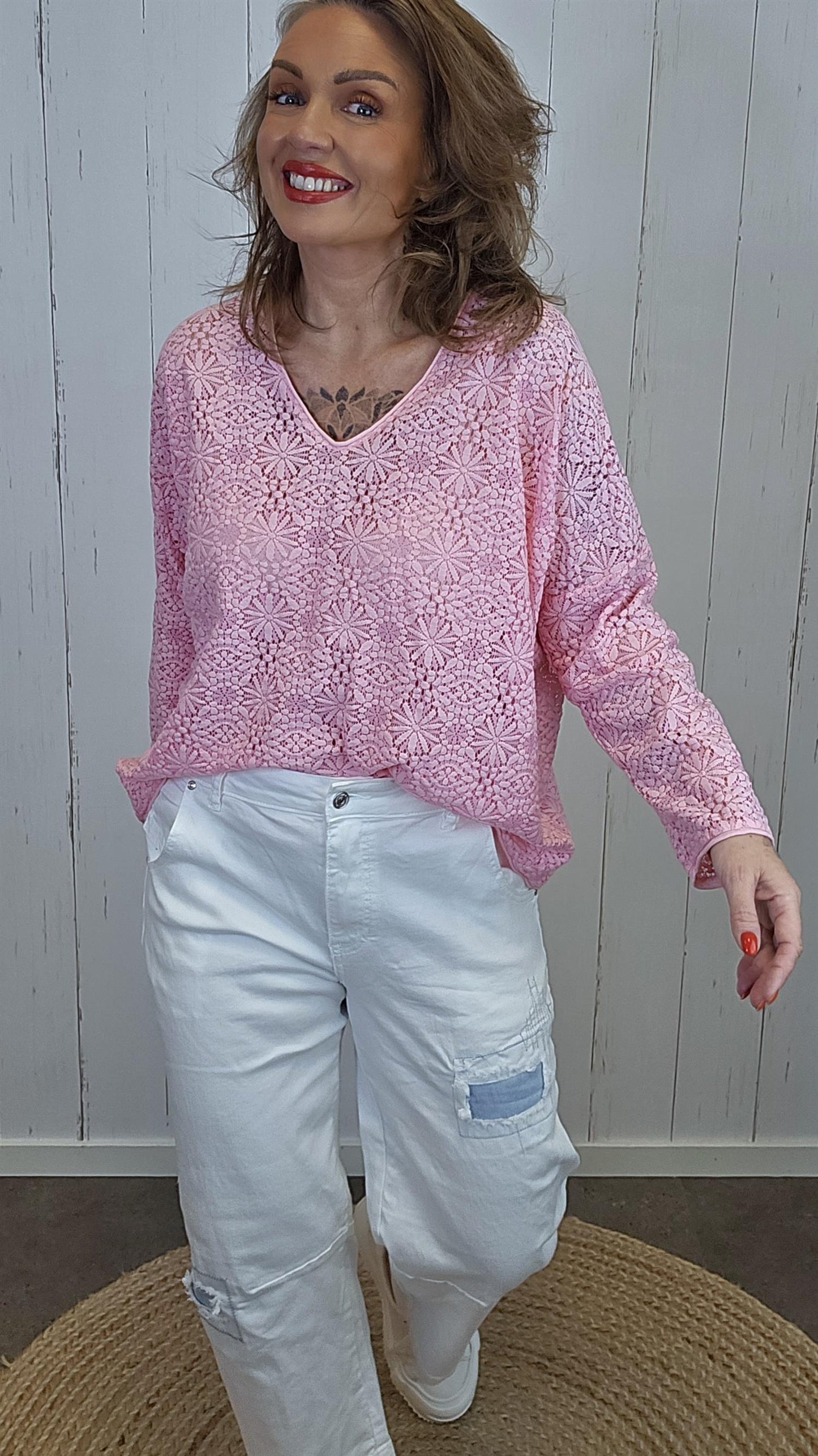 Øyunn blondetopp rosa