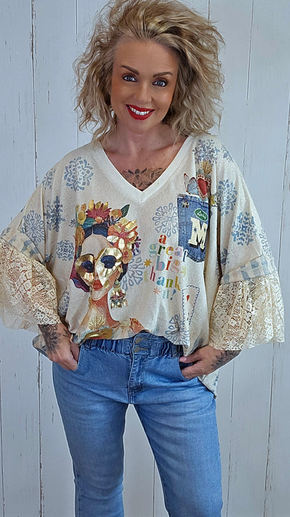 Frida topp med print