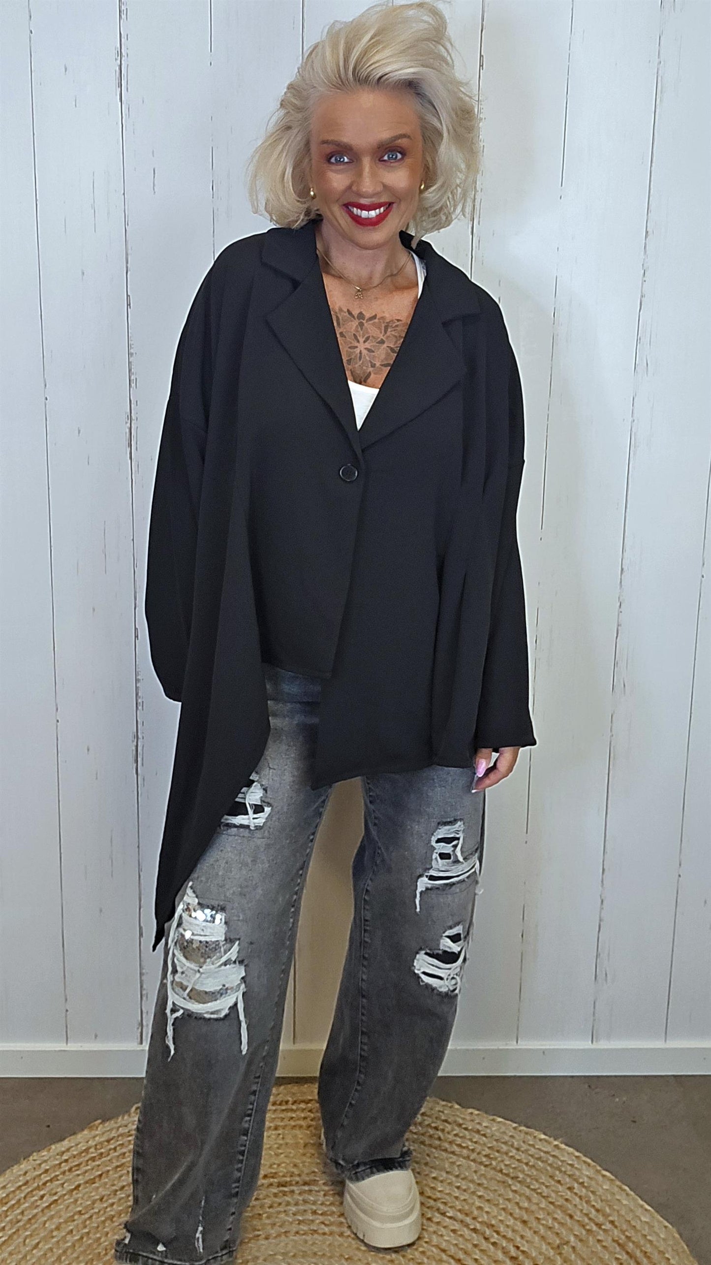 Quinn asymmetrisk blazer Svart