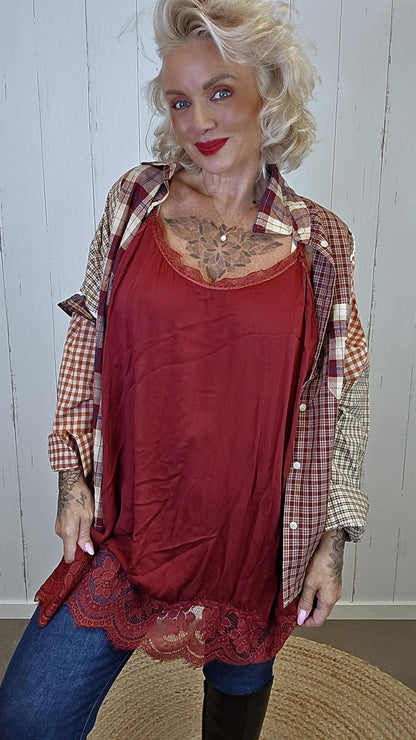 Hedda patchwork skjorte med blonder