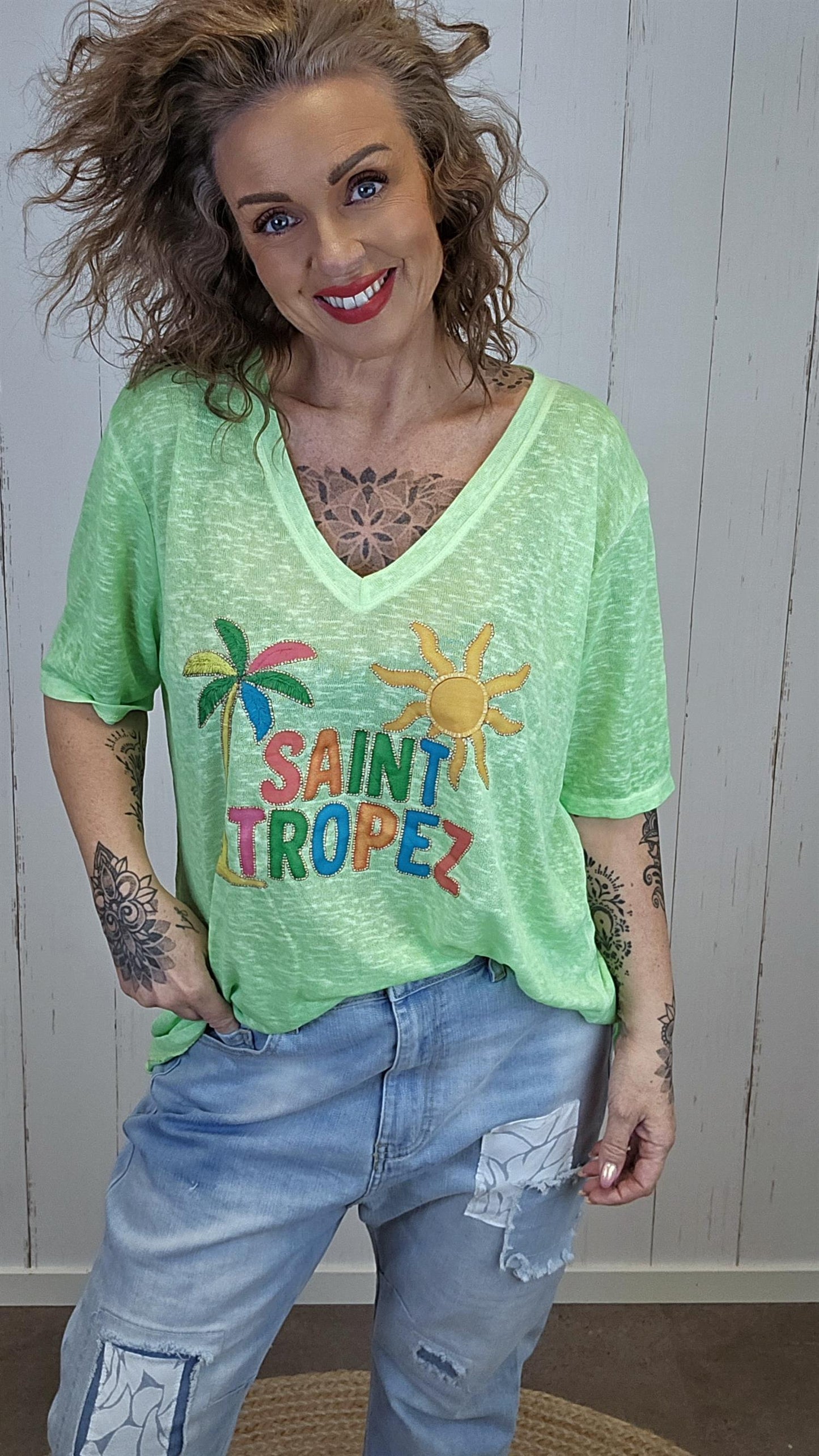 Saint Tropez t-skjorte neon eplegrønn