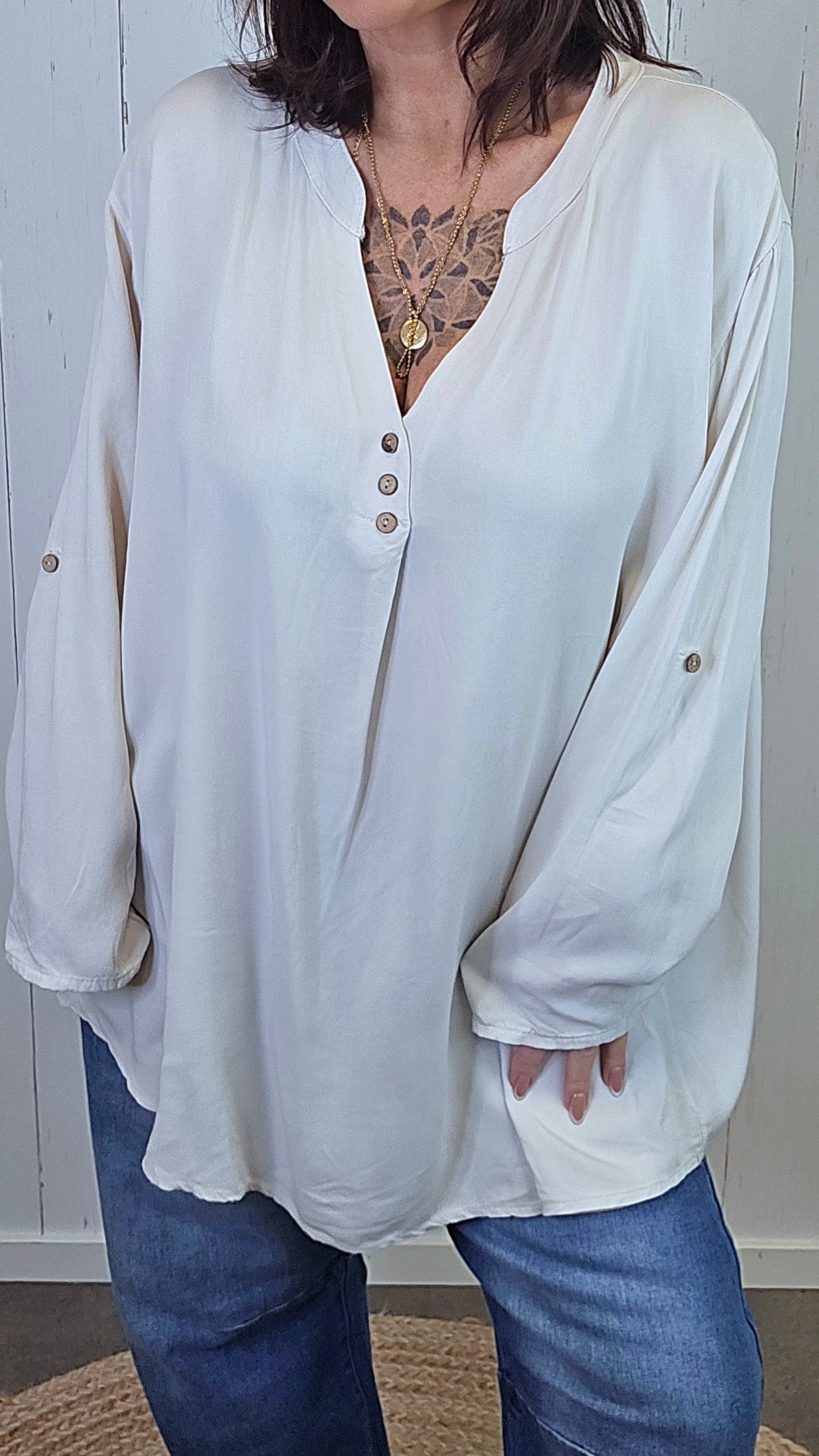 Paula viskosebluse beige
