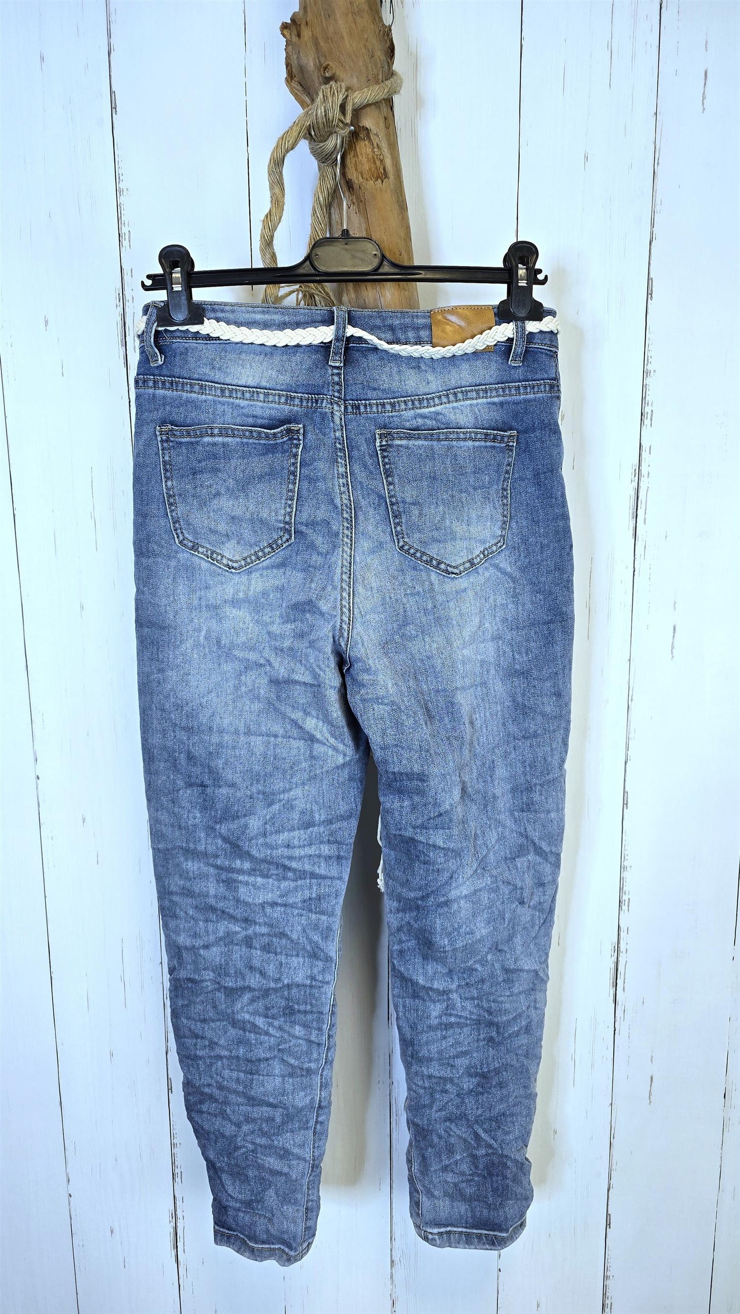 Patches jeans med knytebelte