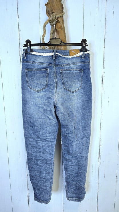 Patches jeans med knytebelte