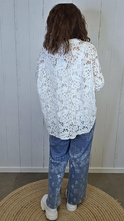 Amalie blondeskjorte hvit