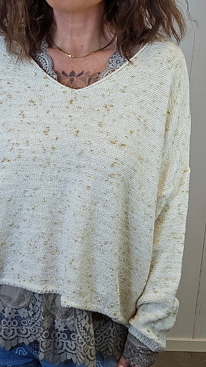 Elina strikkegenser med V-hals