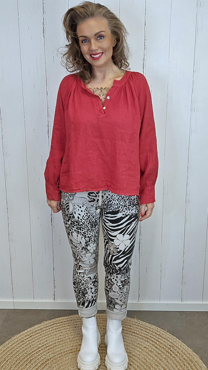 Nora lin bluse rød
