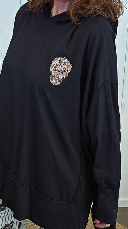 Nora skull hettegenser svart