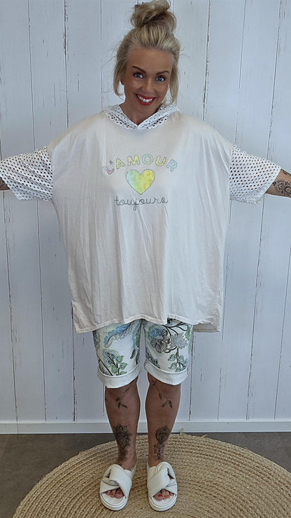 Amour Topp med Hette beige