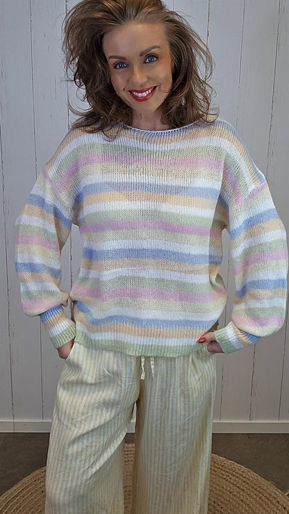 Heidi pastellstripet genser