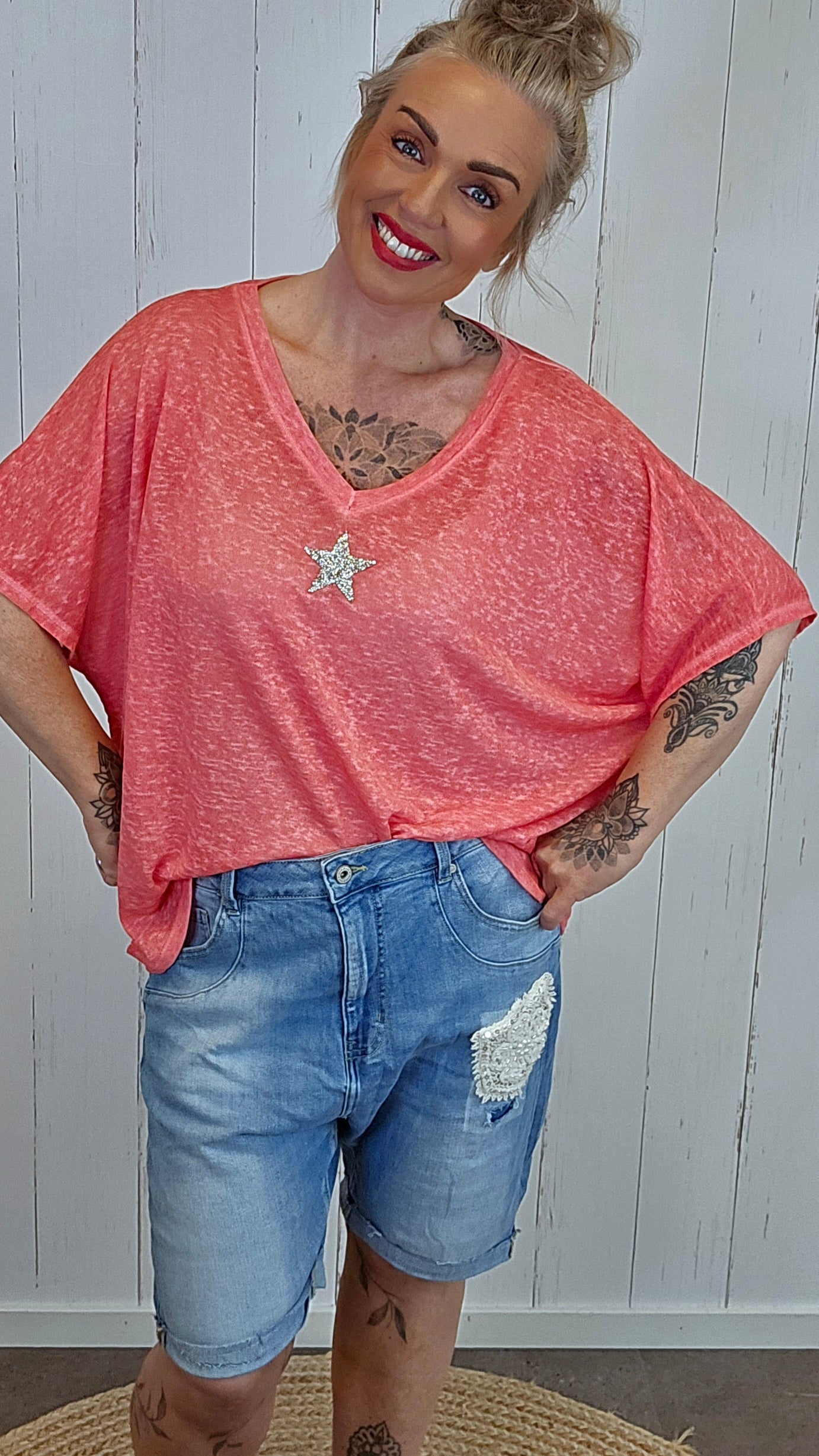 Oversized stjerne topp rød