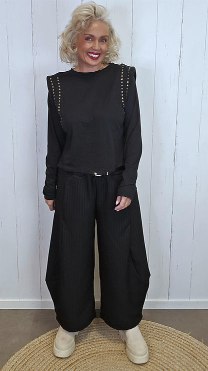 Alba pinstripe dressbukse i barrel-modell