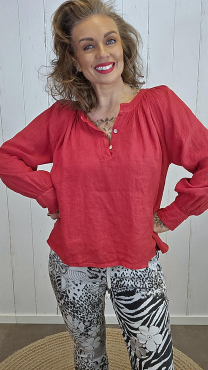 Nora lin bluse rød