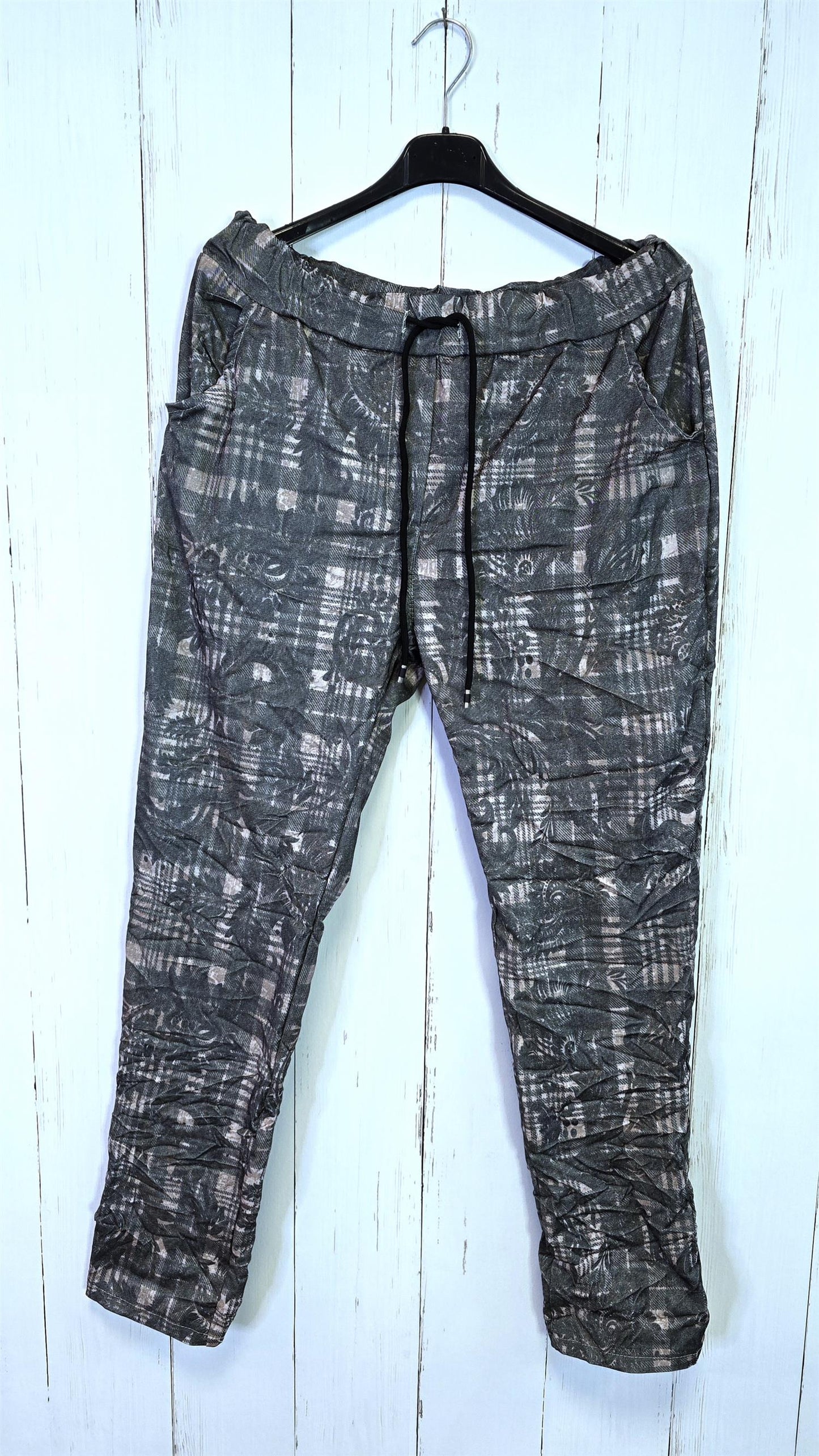 Ina mønsterbukse brungrå