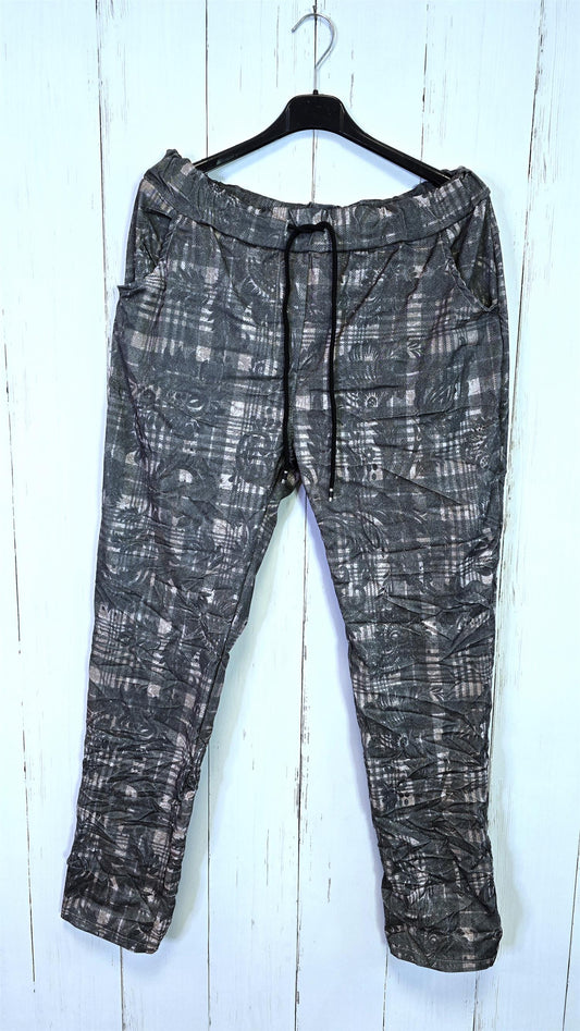 Ina mønsterbukse brungrå