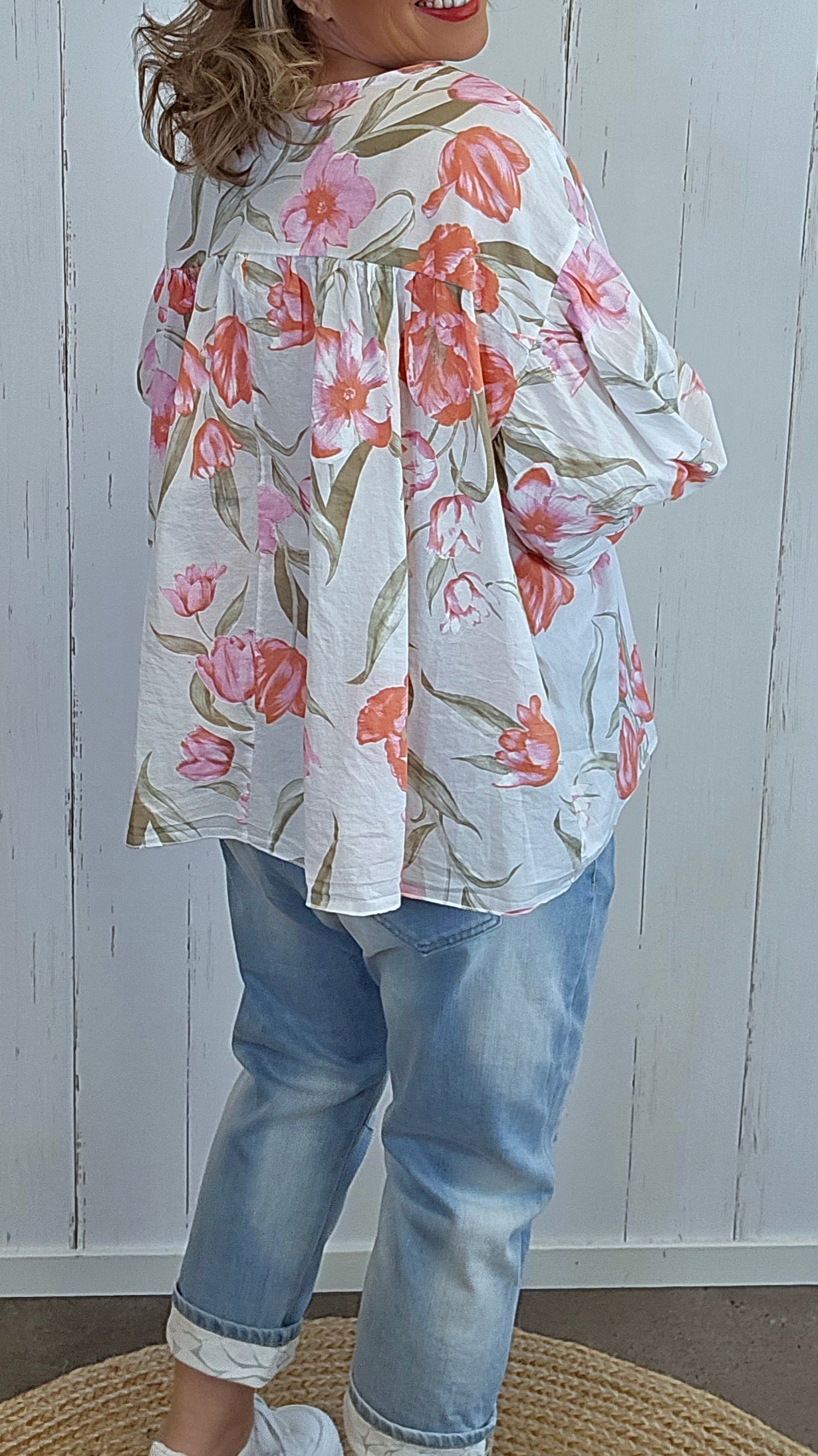 Vanessa bluse blomster rosa