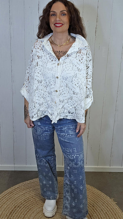 Amalie blondeskjorte hvit