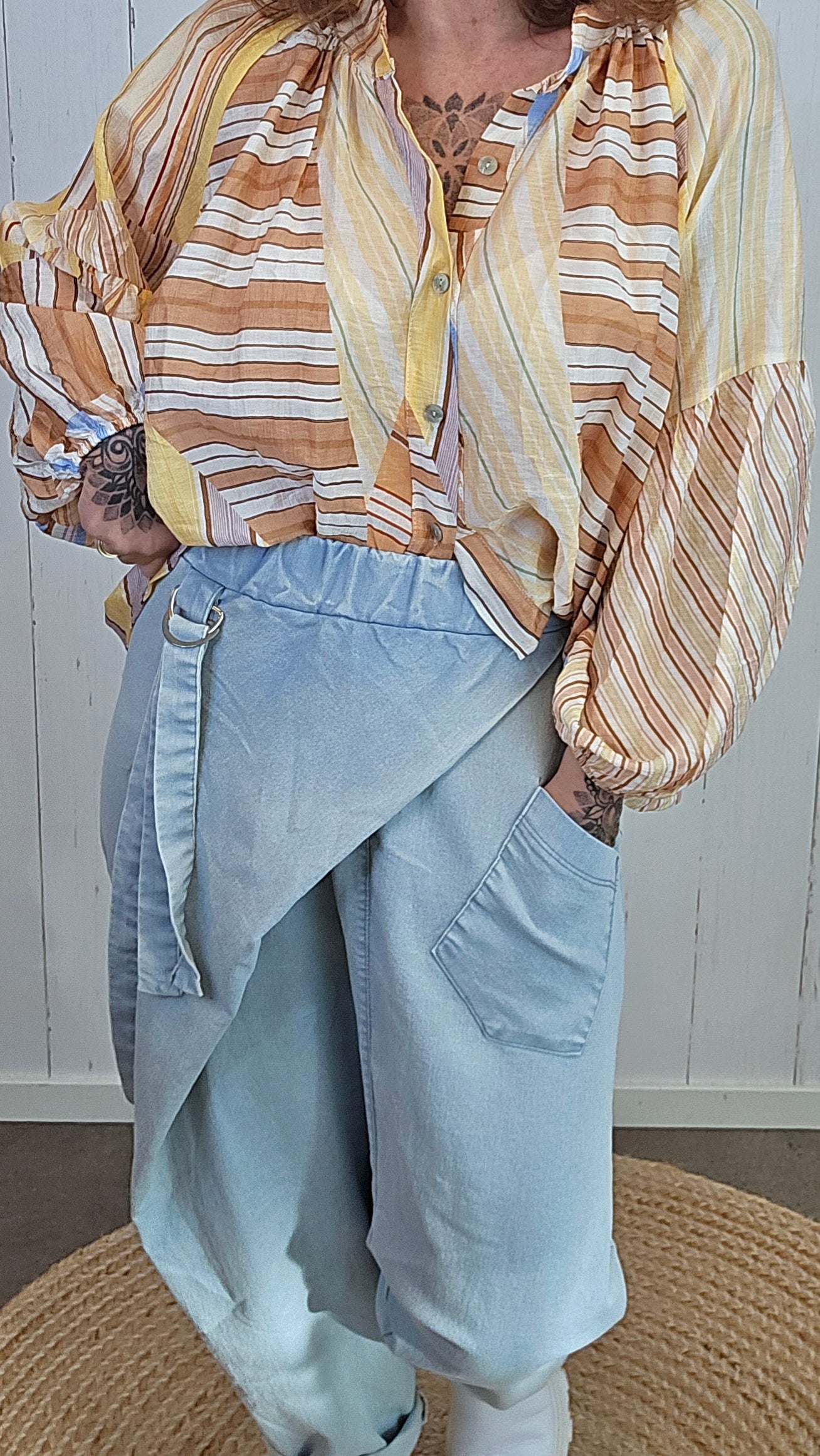 Katty harem bukse blek denim