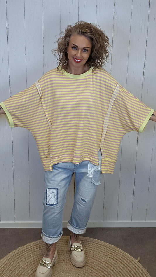 Sofie stripet topp gul