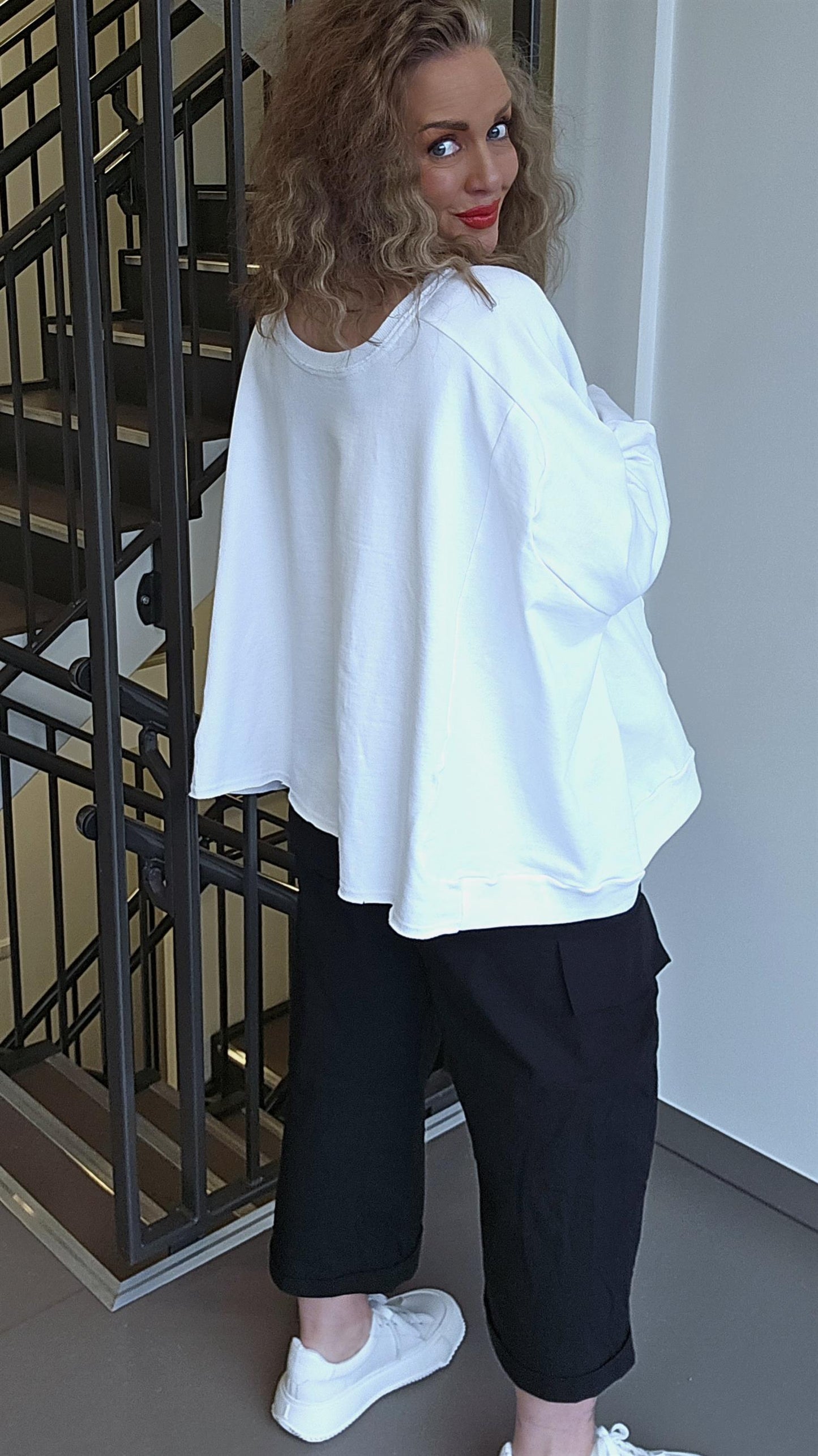 Wide short sweat hvit