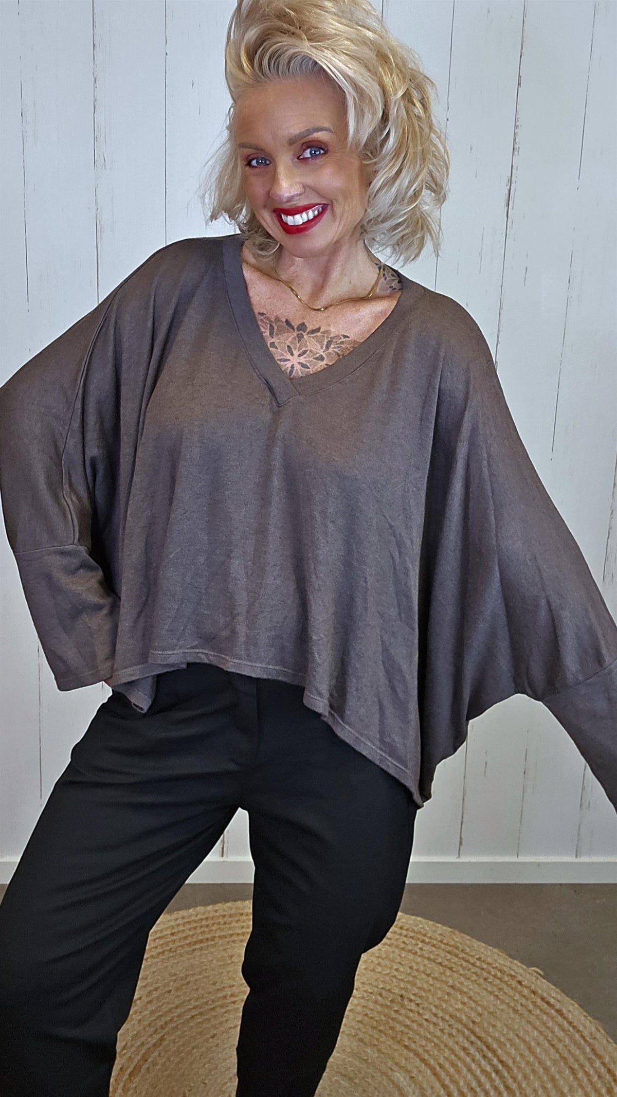 Xenia oversized topp brun
