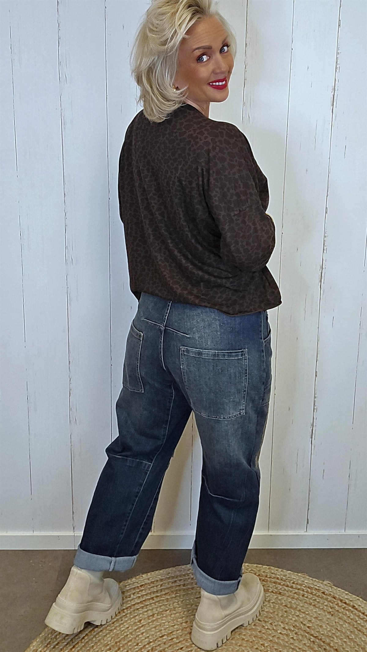Kristiane barrel jeans med patches