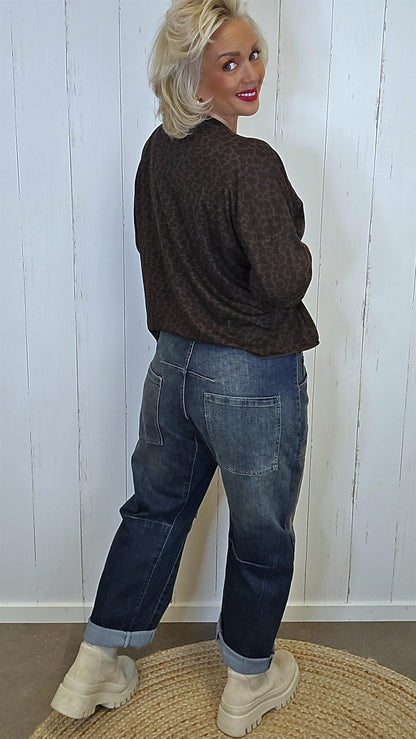 Kristiane barrel jeans med patches