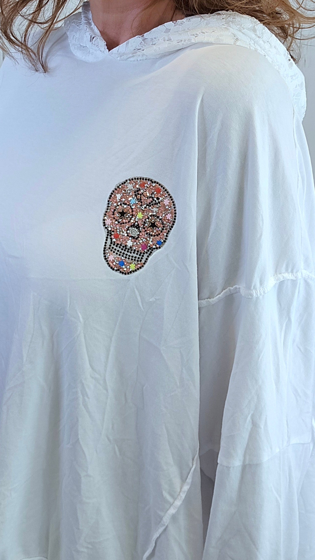 Nora skull hettegenser hvit