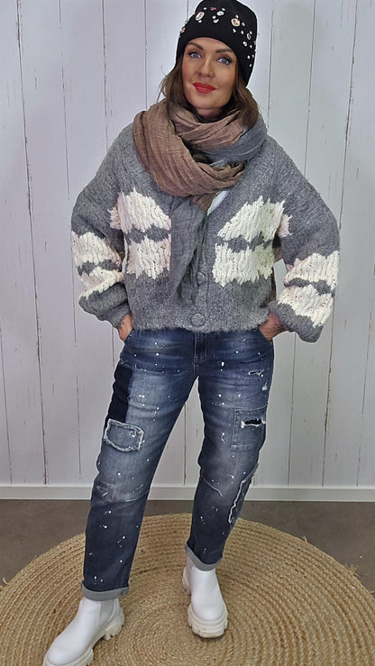 Amber strikket jakke grå