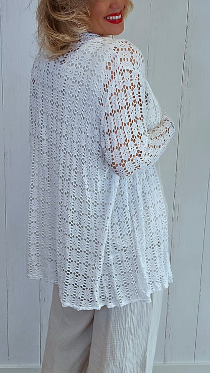 Leora lang blondecardigan hvit