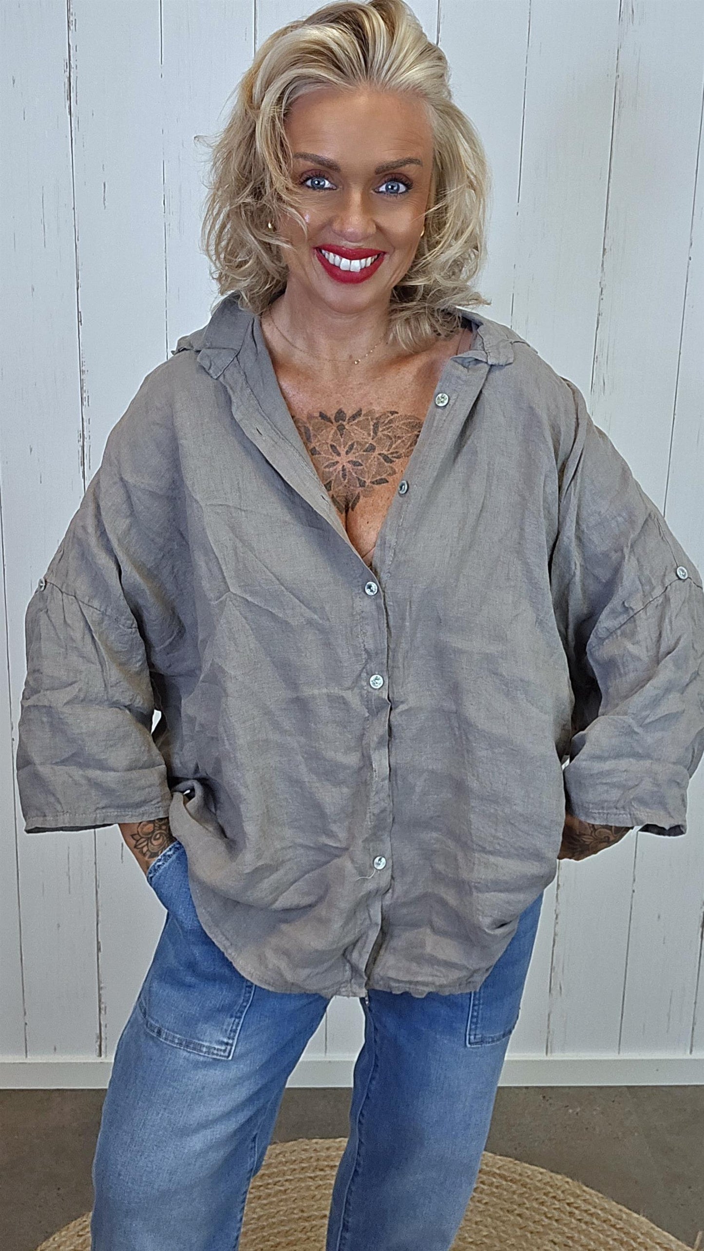 Stina Linskjorte taupe