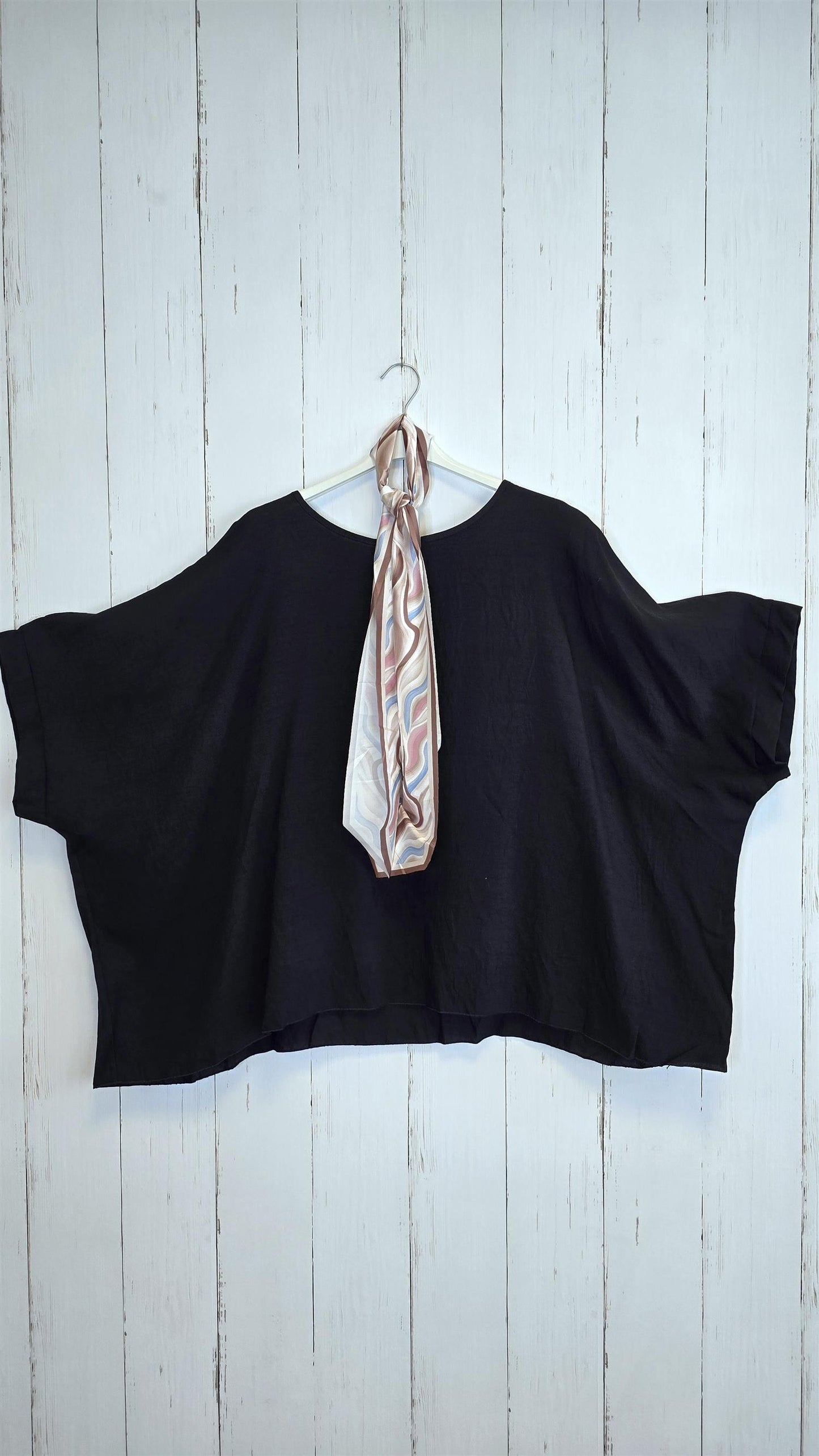 Poncho topp med skjerf svart
